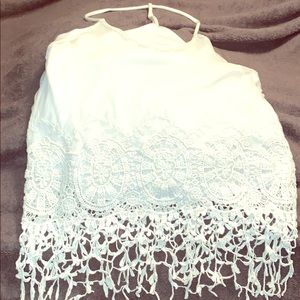 White lace T-back tank